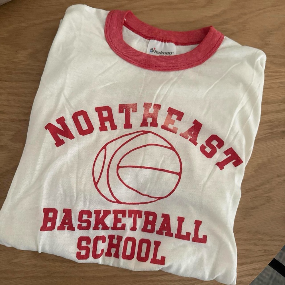 Northeast Basketball School White & Red Ringer Tee by Stedman